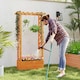 image 10 of COSTWAY Raised Garden Bed Wood Planter Box with Trellis Orange