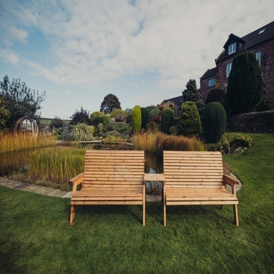 image 1 of Valley 6 Seat Set 2X3B Straight Tray - Timber - L100 x W330 x H95 cm - Garden Furniture - Fully Assembled