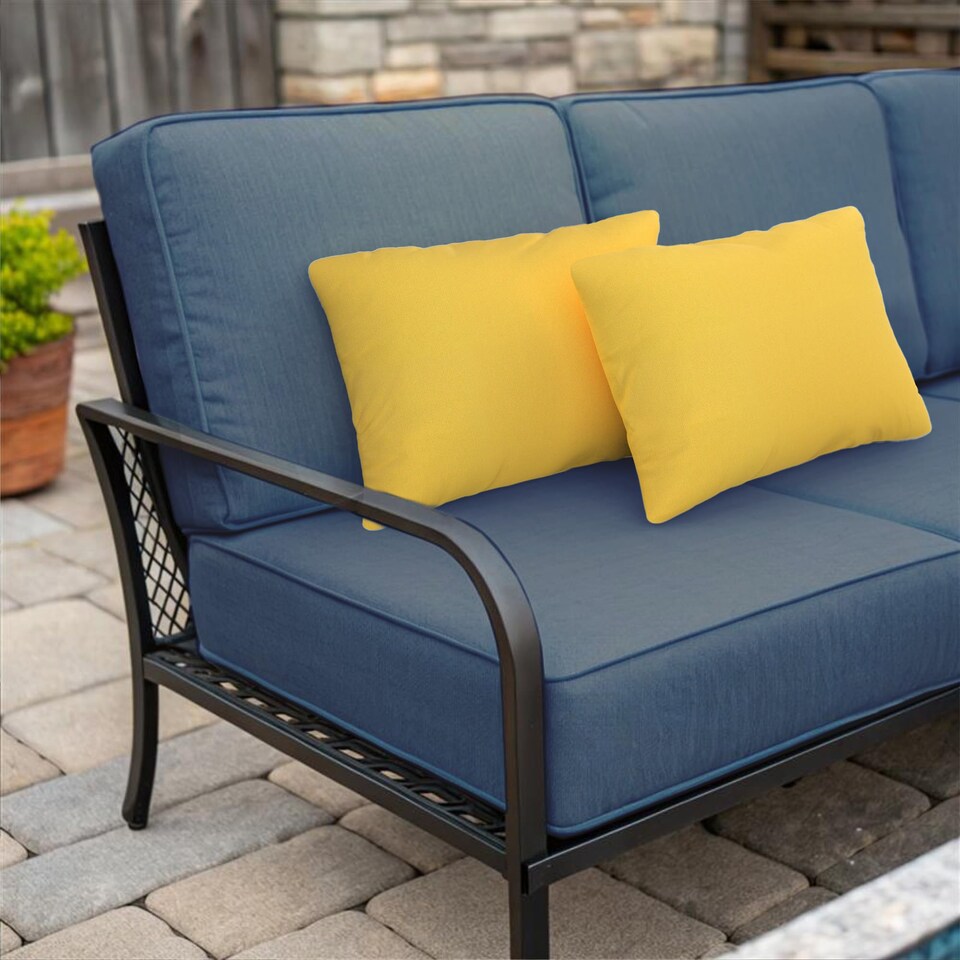 image 1 of Covers&All Sunbrella Lumbar Pillows Set of 2, Rectangle 12 in x 18 in, Canvas Sunflower