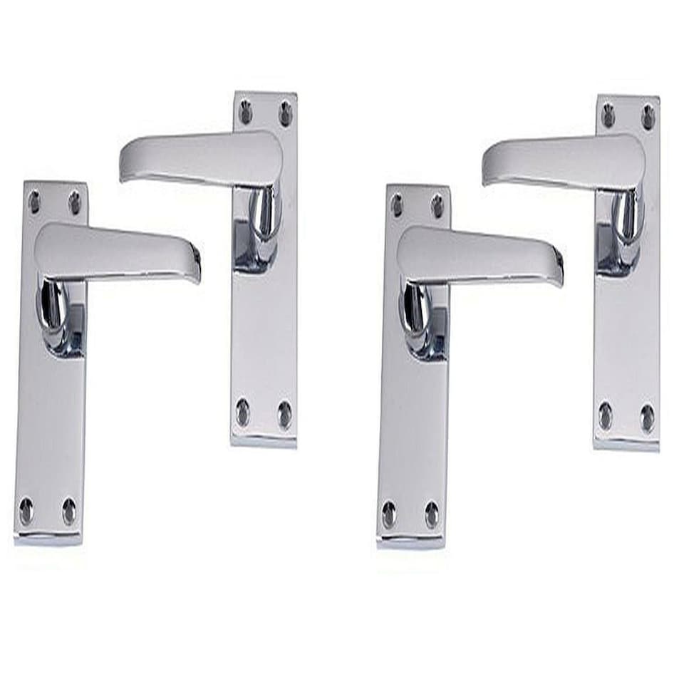 image 1 of Golden Grace 2 Pair Victorian Straight Lever Latch Handles in Polished Chrome Finish - 120mm x 40mm | Chrome | 2 Pairs