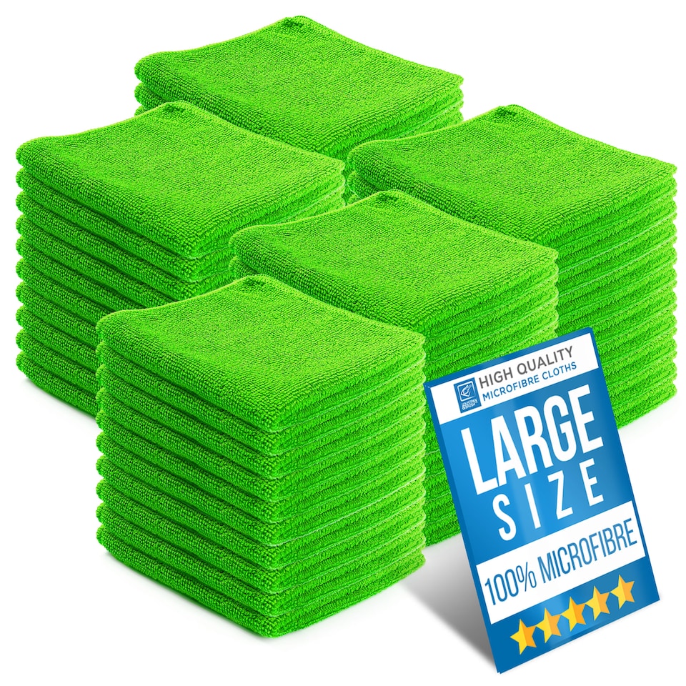 image 1 of Microfibre Cleaning Cloth 40x40cm Super Absorbent Lint Free Microfiber Cloths Cleaning for Home, Kitchen, Car - Pack of 50
