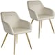 image 1 of Chair Marilyn with Velvet Cover, Gold Steel Legs and Plush Padding | Cream | cream/gold | One Size | 2