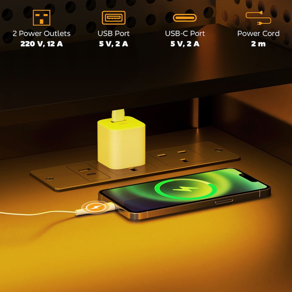 image 1 of HOMCOM Computer Desk with LED Lights and Power Outlets, 120 x 55 cm Gaming Desk with Monitor Stand, Sliding Keyboard Tray and Storage Shelves for Home Office, Black | Black