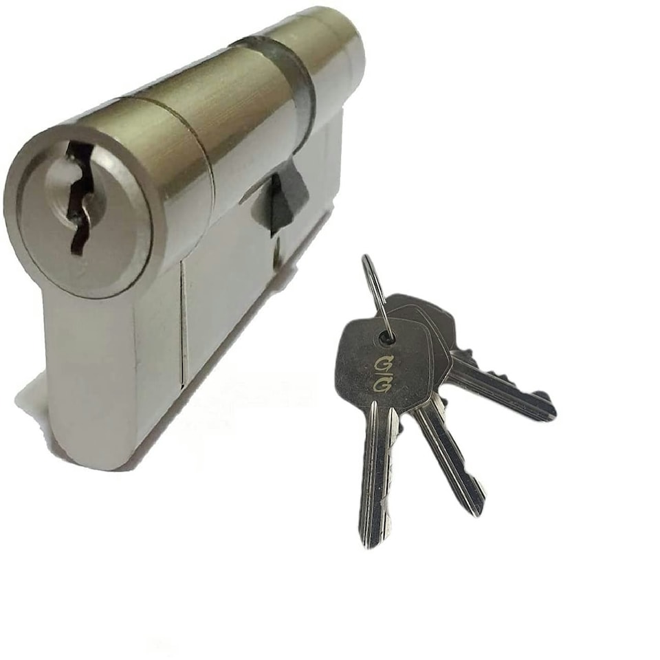 image 1 of Golden Grace Door Key Hole Euro Cylinder Lock in Satin Nickel Finish with 3 Keys - 35/35, 70mm Grey