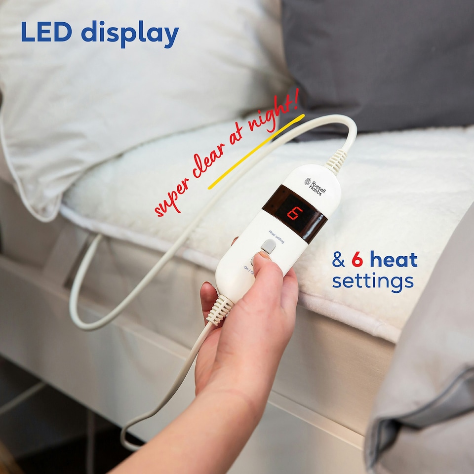 image 1 of Russell Hobbs Luxury Electric Blanket Sherpa Fleece Double Size RHBDB8004 White