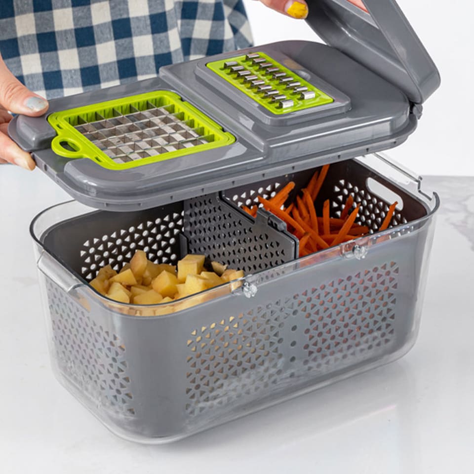 image 1 of Living and Home 22-in-1 Multi-Functional Kitchen Vegetable Chopper & Food Prep Set | Grey