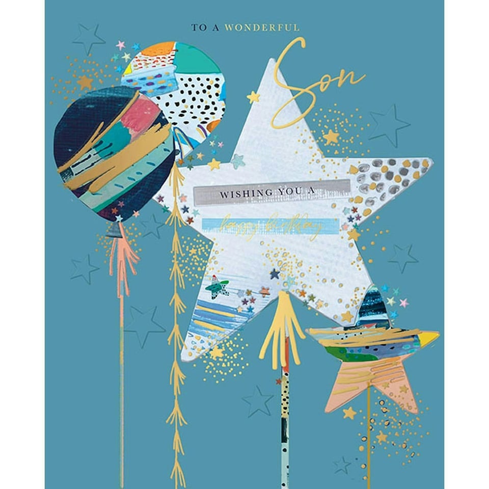 Words 'n' Wishes Traditional Son Birthday Card, Birthday Card Son, Multi-Coloured, 23 x 19 cms