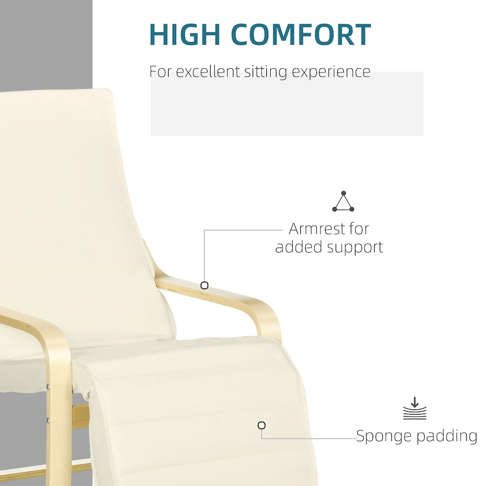 image 1 of HOMCOM Lounge Chair Recliner Adjustable Footrest Home Cream White