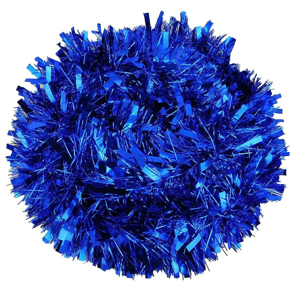 image 1 of 16 Blue Tinsel Tree Decorations - 1.8m