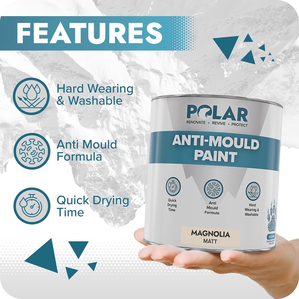 image 1 of Polar Anti Mould Paint Interior Walls & Ceilings Matt | Cream | Magnolia | 1 litre