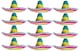 image 4 of Multicolour Mexican Sombrero with Pom Pom Edging | Multi | 3