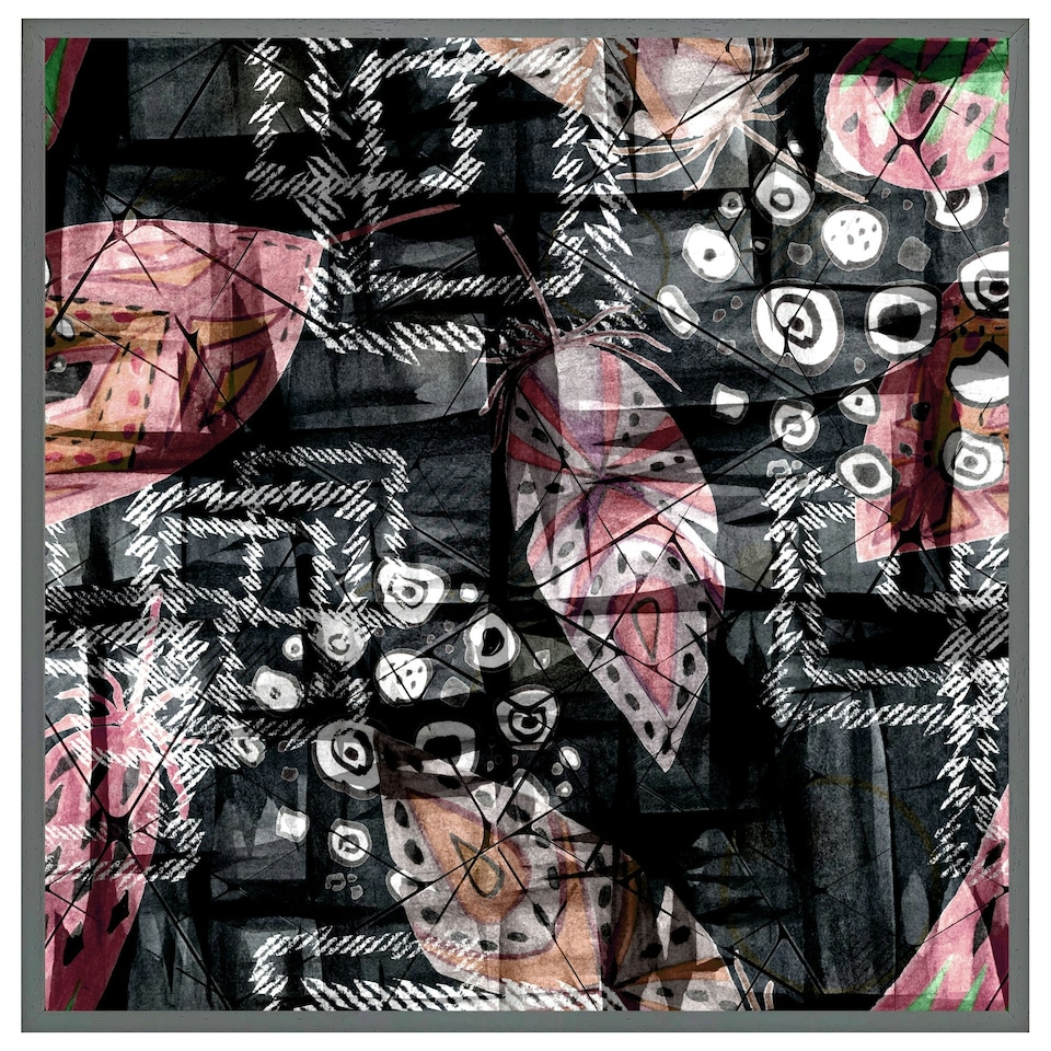 image 1 of Boho pattern with feathers (Picture Frame) Black | M