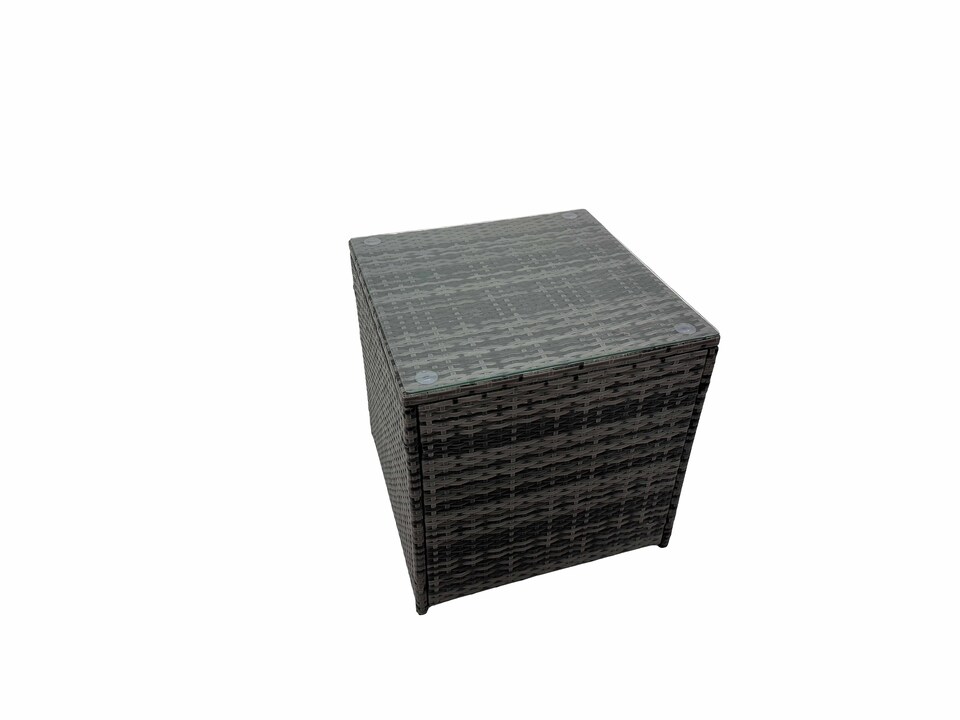 image 1 of Fimous Patio Sofa Oblong Coffee Table Set Rattan Garden Furniture Set with Chair Side Table Dark Grey Mixed