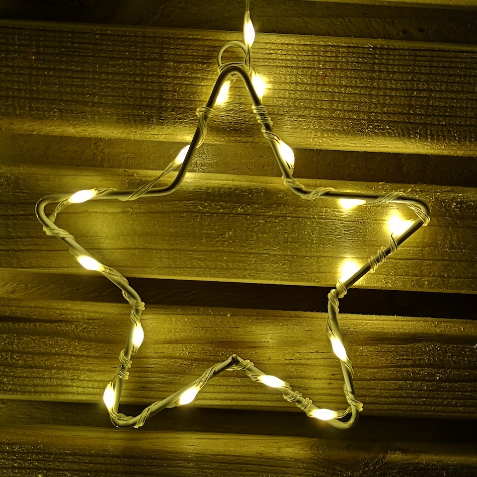 image 1 of 1.2m Warm White LED Star Curtain Lights Christmas Decorations