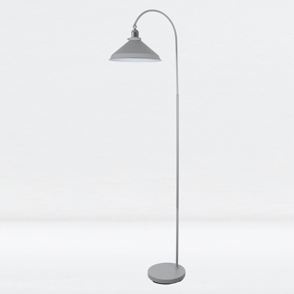 image 1 of First Choice Lighting Maxwell Flint Grey Chrome Floor Reading Lamp Grey | Chrome