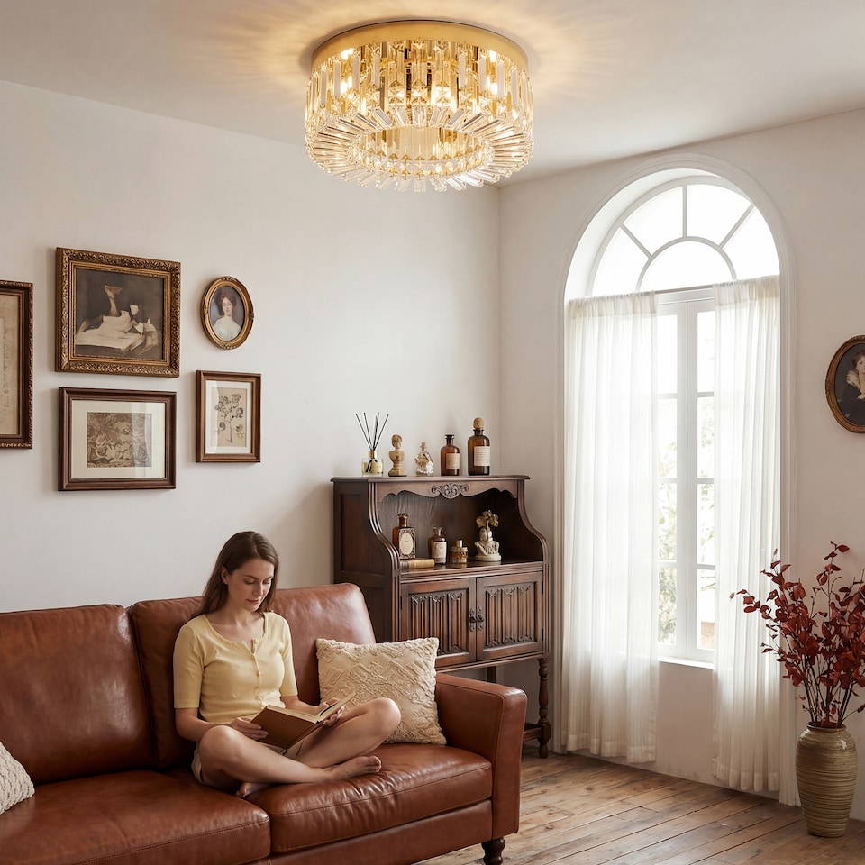 image 1 of HOMCOM Crystal Ceiling Light with 160 Crystal Pendants