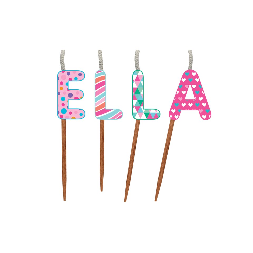 image 1 of Name Birthday Cake Candle Set - Ella