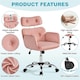 image 4 of Yaheetech Rolling Swivel Computer Chair with Adjustable Headrest Pink Pink
