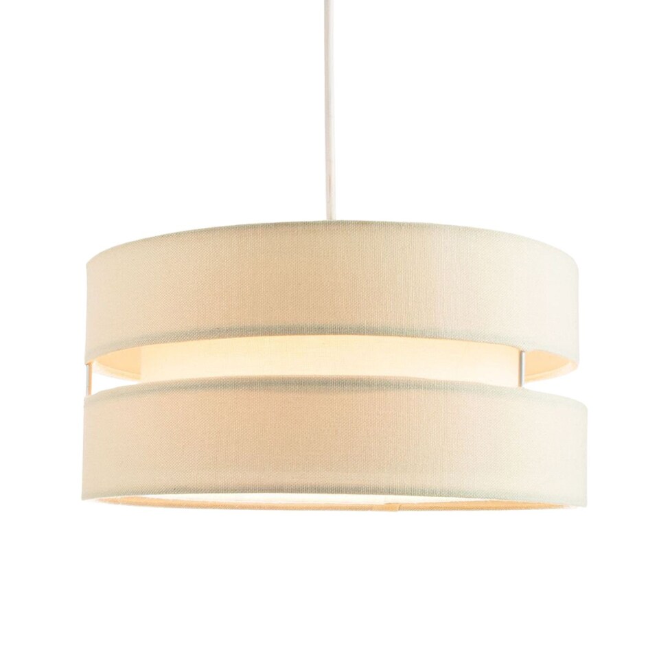 image 1 of Contemporary Quality Cream Linen Fabric Triple Tier Ceiling Pendant Light Shade | Cream | Cream | 1