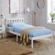 image 1 of Single Pine Solid Wood Bed 3ft White Low End Slatted Base Furniture Headboard