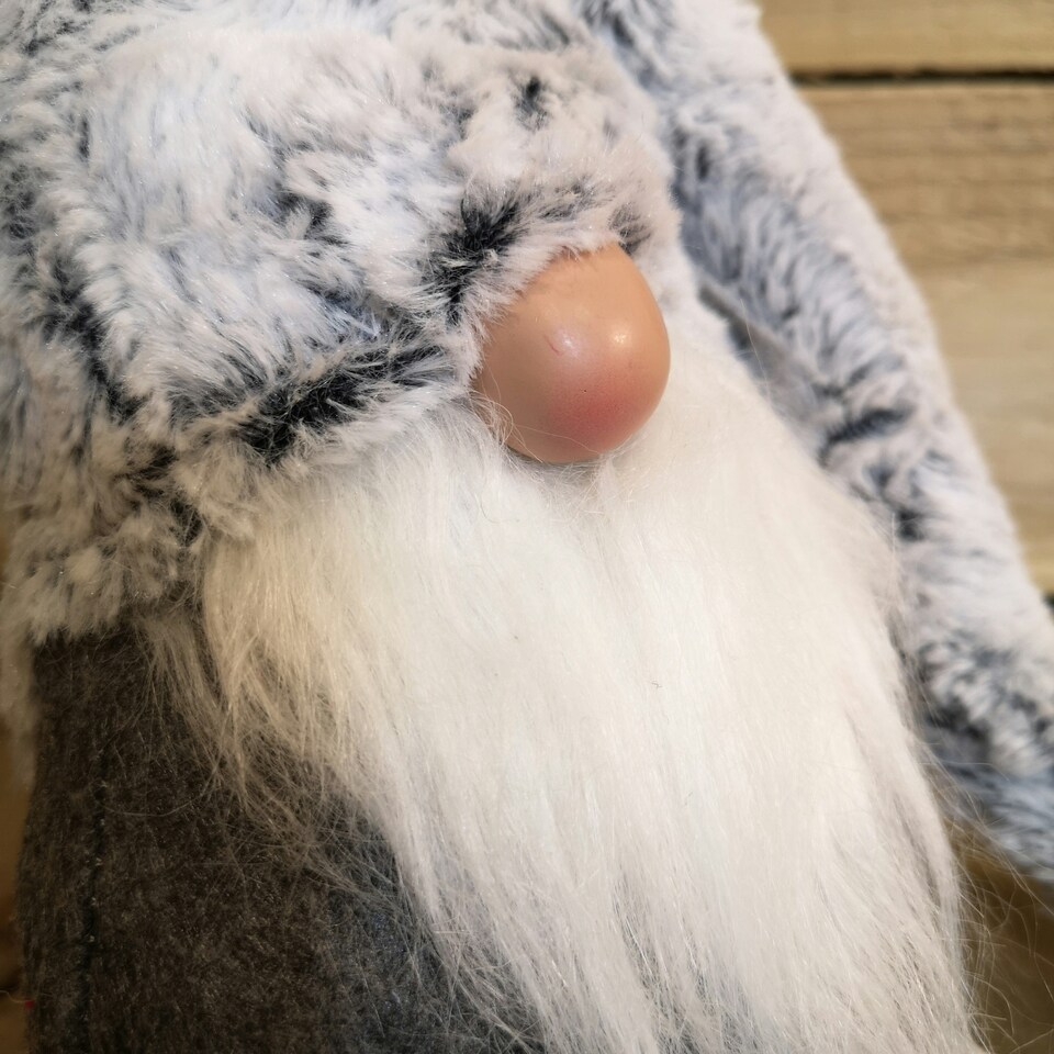 image 1 of 84cm Festive Male Grey Sitting Christmas Gonk with Oversized Hat & Dangly Legs