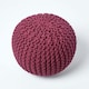image 3 of Homescapes Plum Round Cotton Knitted Pouffe Footstool - 35 x 40 cm