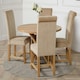 image 3 of Oregon Round Oak Dining Table with Washington Fabric Chairs Brown
