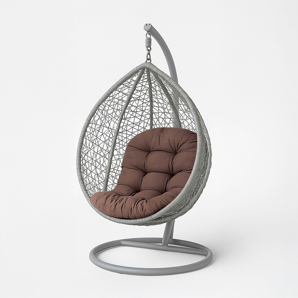 image 1 of Homescapes Chocolate Brown Round Egg Chair Swing Cushion | Brown