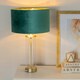 image 1 of ValueLights Balan Glass with Gold Table Lamp and Forest Green Velvet with Metallic Gold Inner Lamp Shade and LED Bulb | Green