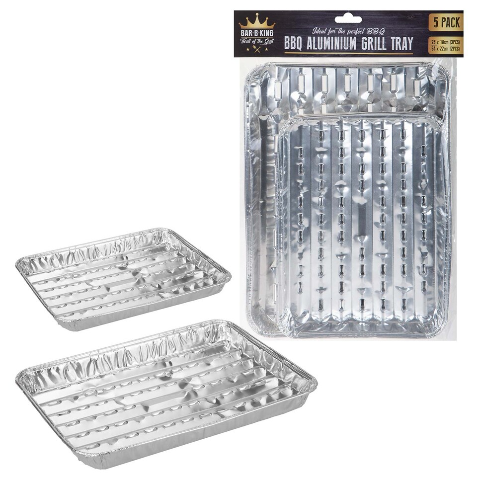 image 1 of PMS BBQ Aluminium Grill Trays Assorted Sizes 5-Pack