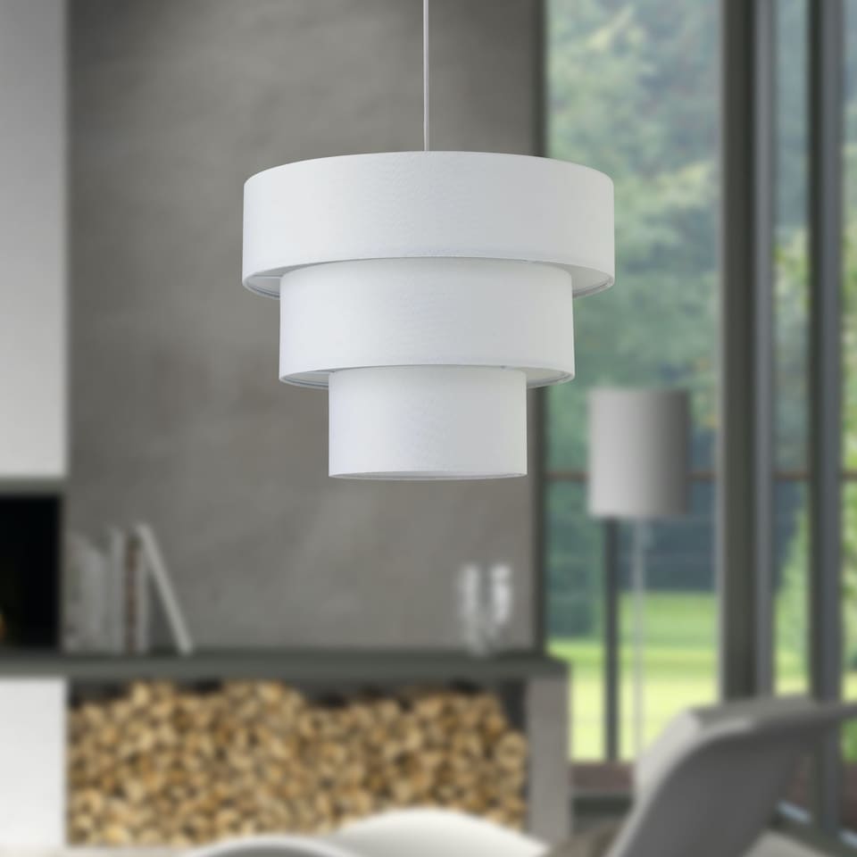 image 1 of Set of 2 Barty - White 38cm Tiered Pendant Shades | White | Large | 2