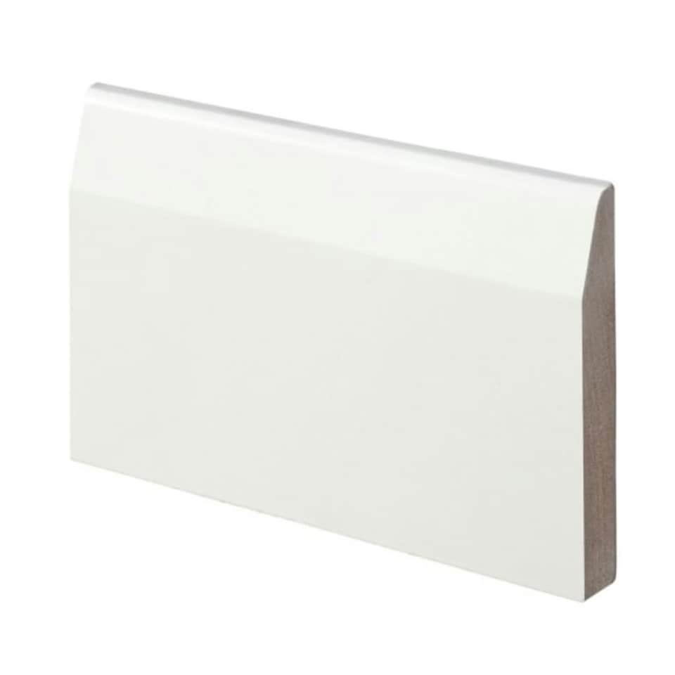 image 1 of PACK OF 20 (Total 20 Units)  - Chamfered Fully Finished Satin White Skirting - 18mm x 144mm - 4200mm Length