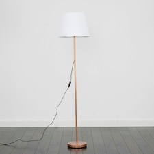 ValueLights Charlie Copper Floor Lamp White Taper Shade & Bulb 