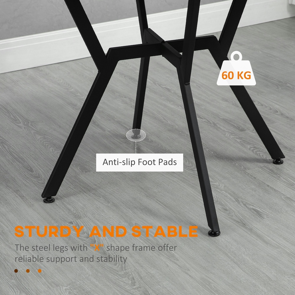 image 1 of HOMCOM Small Kitchen Table with Black Steel Legs, Dining Table, Brown
