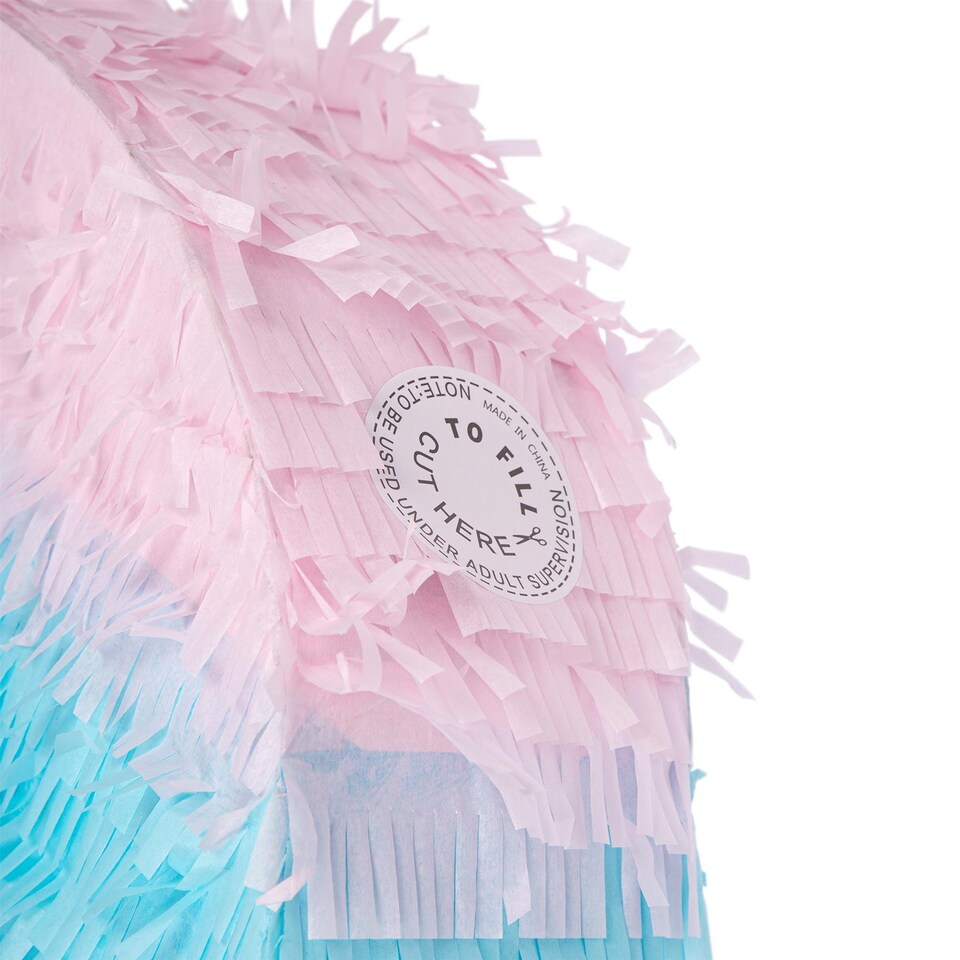 image 1 of Fax Potato 2pc Gender Reveal Pull String Pinata Set with Blindfold - Blue/Pink