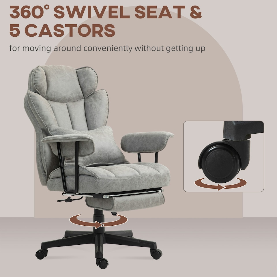 image 1 of HOMCOM Office Chair, Ergonomic Desk Chair with Foot Rest, Grey Grey