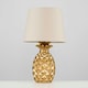 image 3 of ValueLights Pineapple Painted Gold Table Lamp with Small Cream Tapered Shade and E14 Golfball LED 4W Warm White 3000K Bulb Cream