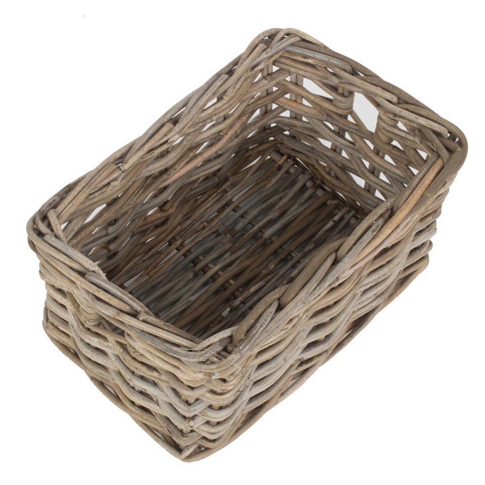 image 1 of Medium Rectangular Grey Rattan Storage Basket | Grey | Grey