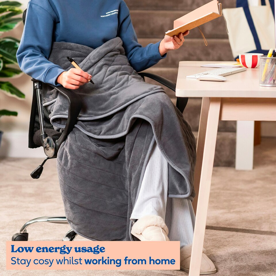 image 1 of Russell Hobbs Electric Blanket Grey Heated Throw Microfleece 9 Heat Settings RHHT1004GR Grey