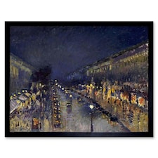 Cityscape Pissarro Boulevard Montmartre Night Framed Wall Art Print