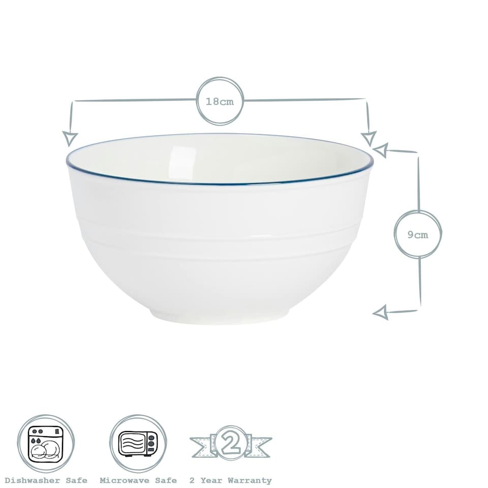 image 1 of Nicola Spring White Farmhouse Serving Bowls - 18cm - Pack of 6 White