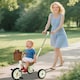 image 2 of AIYAPLAY Toddler Trike with Adjustable Parent Handle Basket for Kids, White