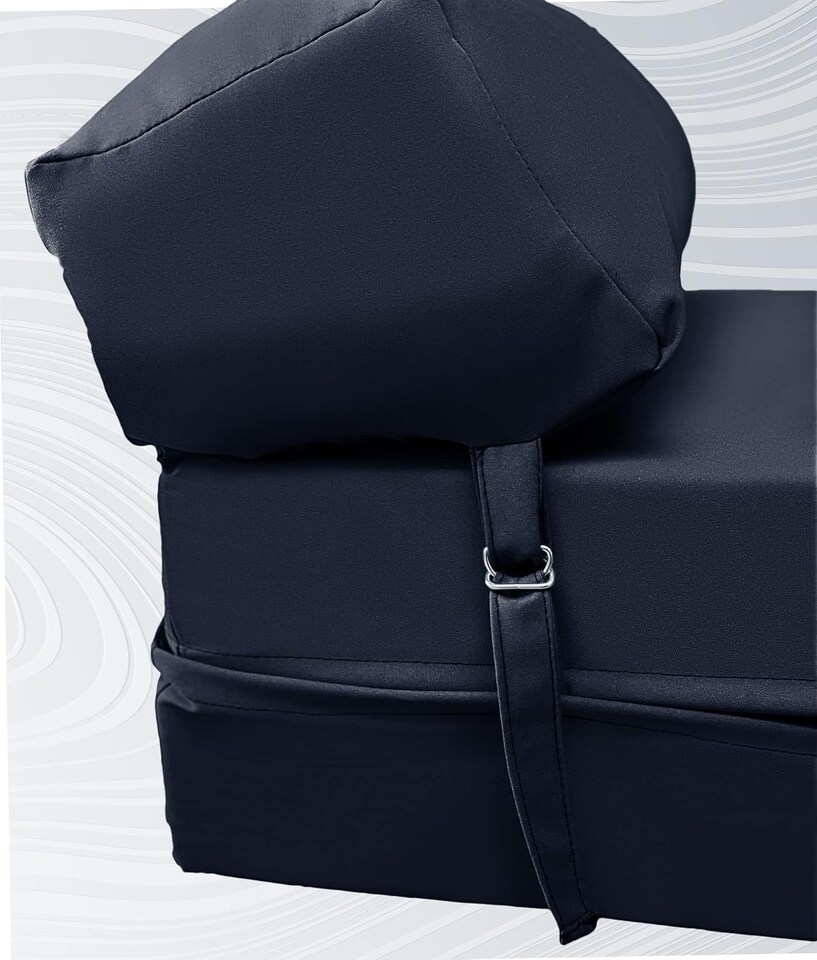 image 1 of Fold Out Z Bed Chair Sofa Lounger With Pillow Navy