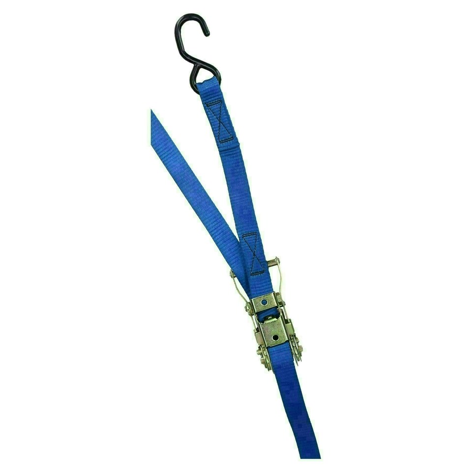 image 1 of Blue Ratchet Strap Tie Down Trailer 4m Hook Cargo Strap 325kg Lashing x 2 (Pair)