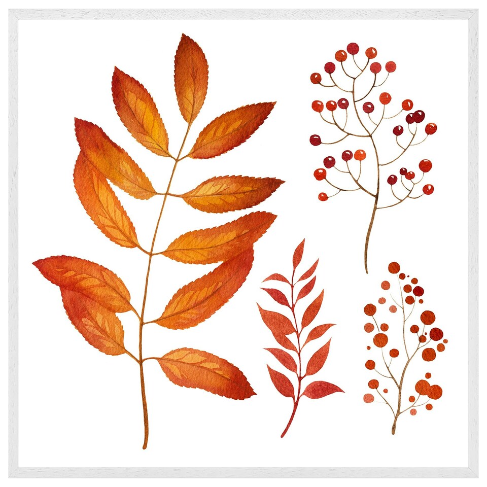image 1 of Orange autumn leaves (Picture Frame) White | XS