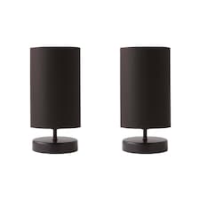 ValueLights Francis Pair Black Touch Table Lamps Black Shades and Bulbs
