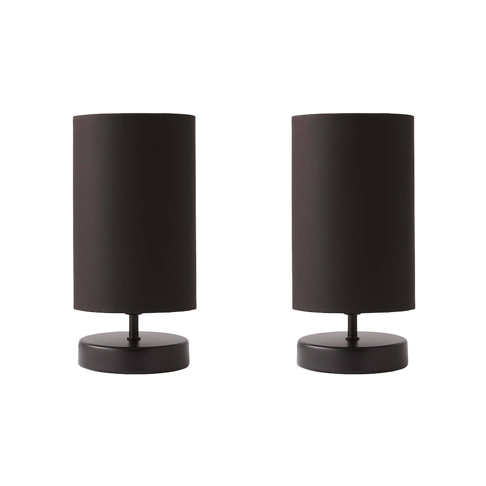 image 1 of ValueLights Francis Pair Black Touch Table Lamps Black Shades and Bulbs