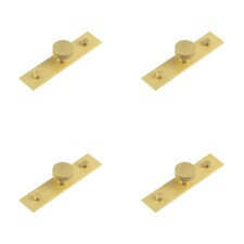 4 PACK Satin Brass Cupboard Knob with Backplate - 30mm Knurling Design - Kitchen Cabinet Knob