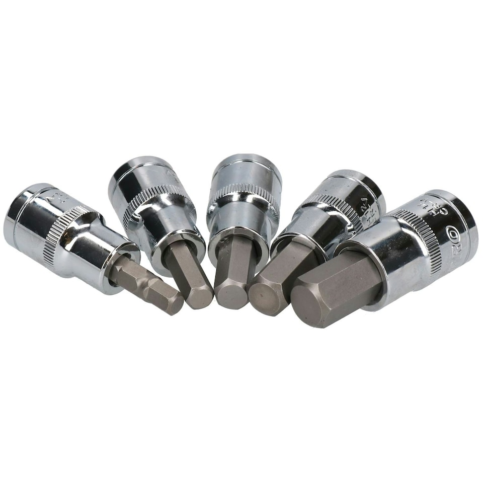 image 1 of Hex / Allen Sockets Key Bits 1/2" Drive Metric Sizes 7mm - 14mm 5pcs