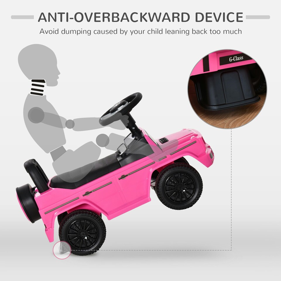 image 1 of HOMCOM Benz G350 Kids Ride on Sliding Car w/ Under Seat Storage No Power Pink